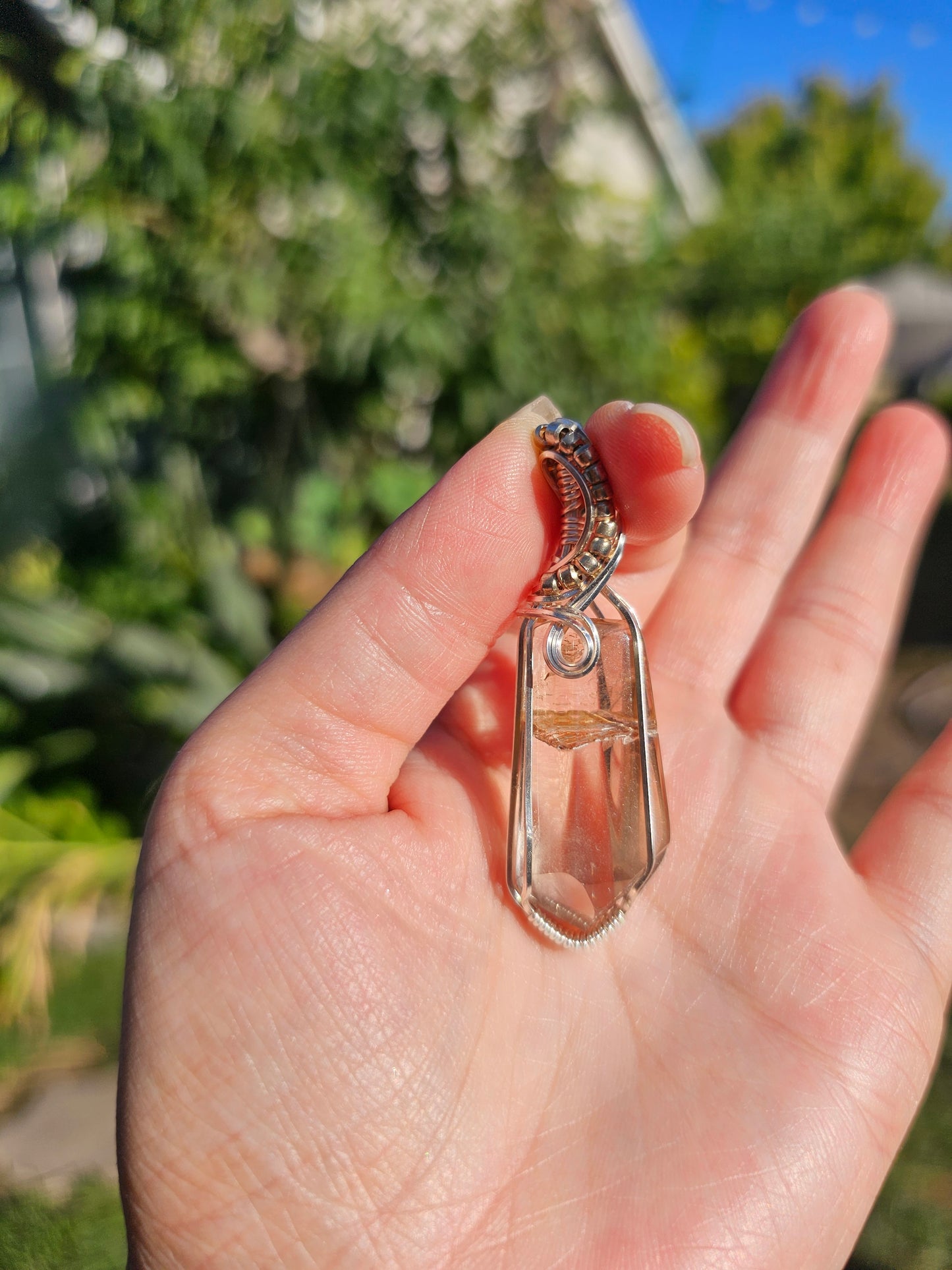 Citrine point in silver