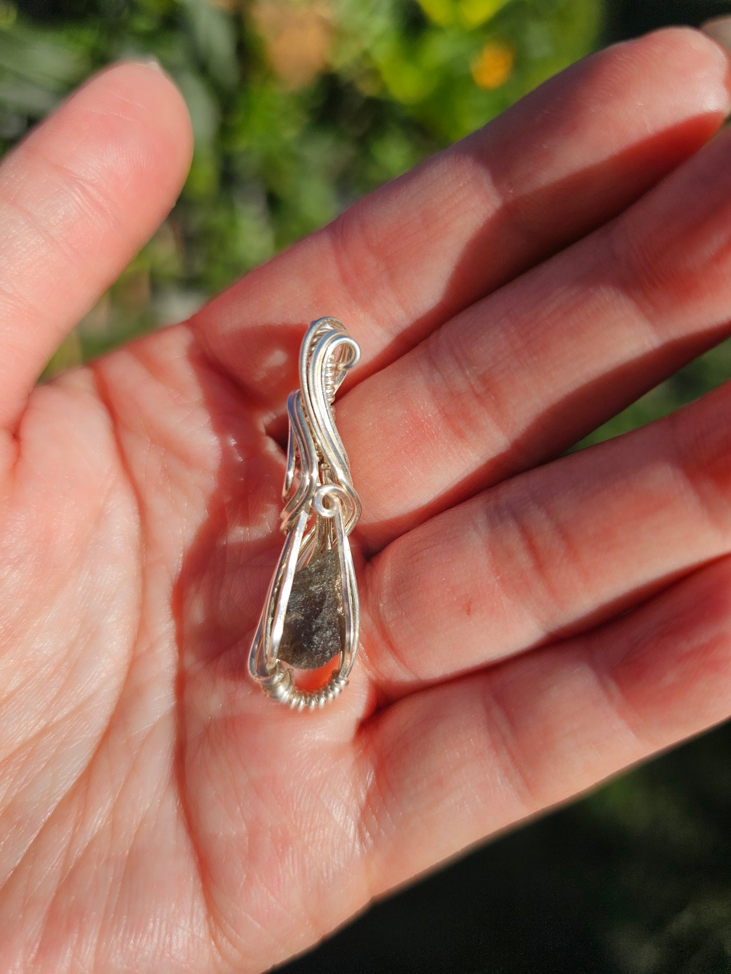 Moldavite in silver