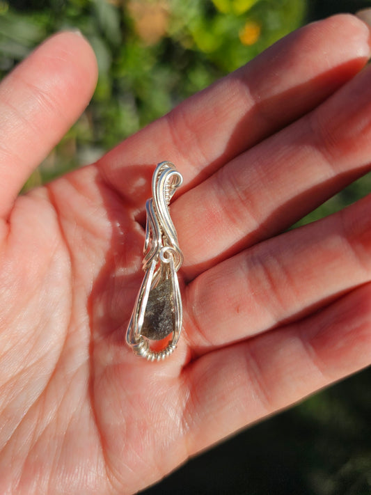 Moldavite in silver