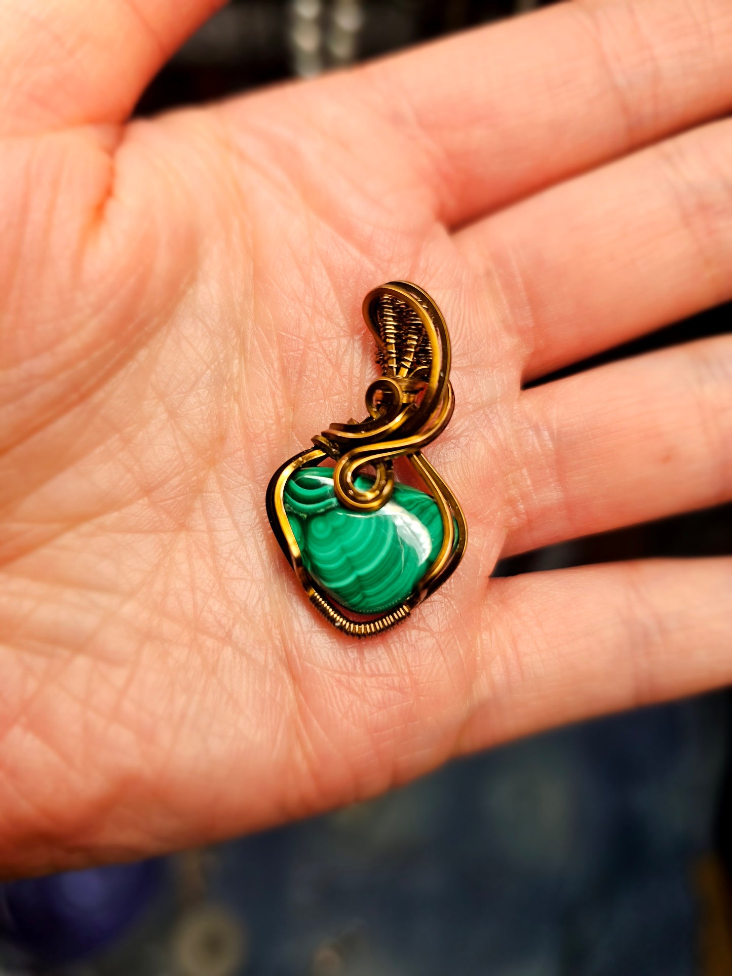 Malachite in German antique brass