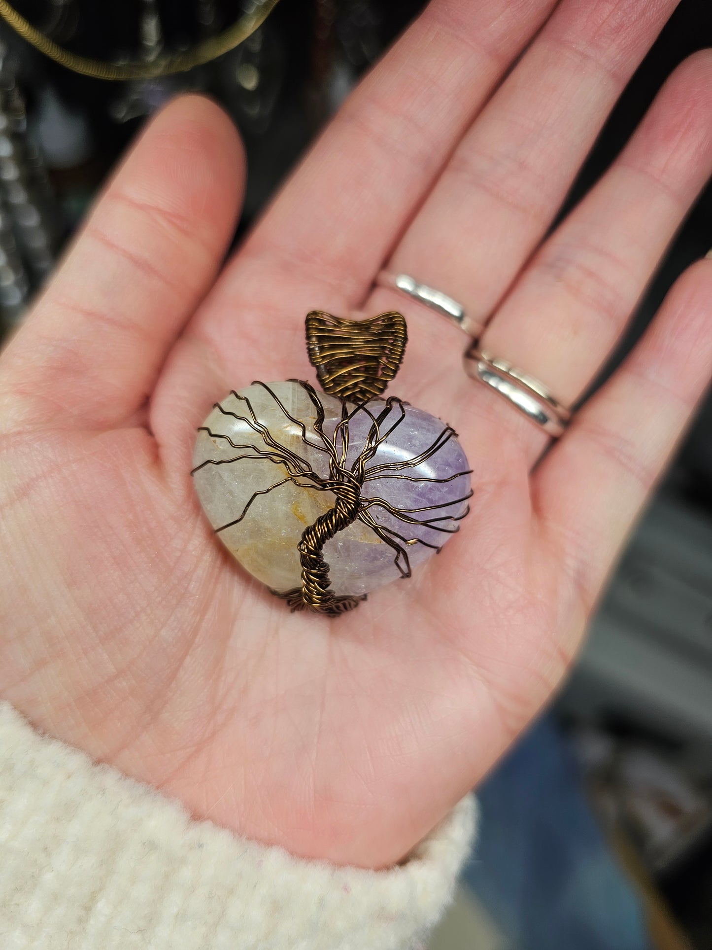 Amethyst tree of life heart